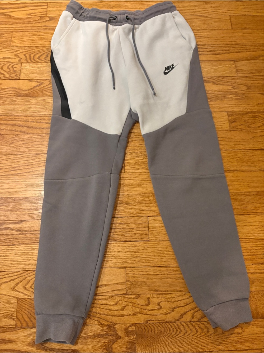 Nike Men’s Gray and White Colorblock Joggers with Black Accent